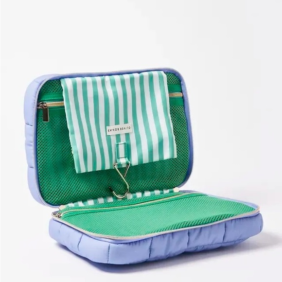Oliver Bonas Carrie Blue Fold Out Make Up Bag Large - Picture 3 of 9